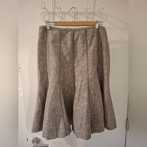 Studio London Women's 100% Linen Heathered Gray Flared Midi Skirt (Size 12)